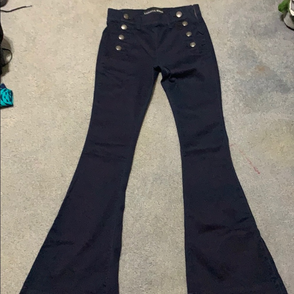 High waisted button jeans